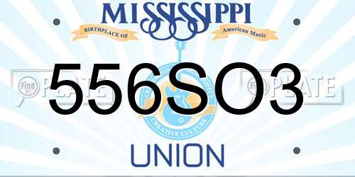 556SO3 Mississippi License Plate