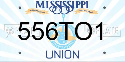 556TO1 Mississippi License Plate