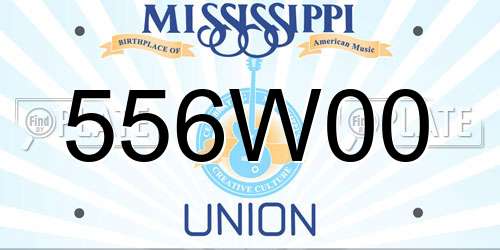 556W00 Mississippi License Plate