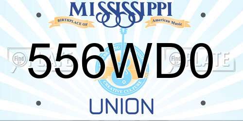556WD0 Mississippi License Plate
