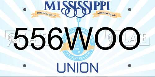 556WOO Mississippi License Plate