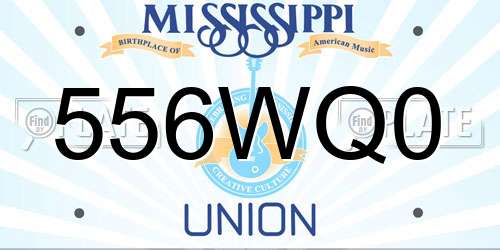 556WQ0 Mississippi License Plate
