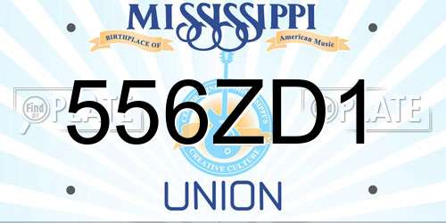 556ZD1 Mississippi License Plate