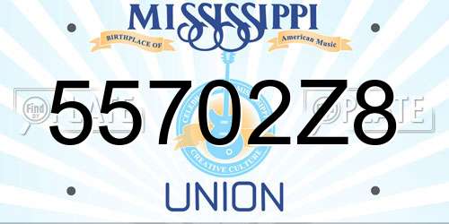 55702Z8 Mississippi License Plate