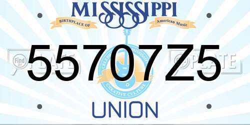 55707Z5 Mississippi License Plate
