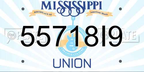 55718I9 Mississippi License Plate