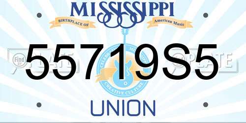 55719S5 Mississippi License Plate
