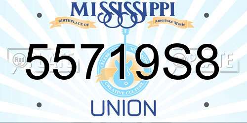 55719S8 Mississippi License Plate