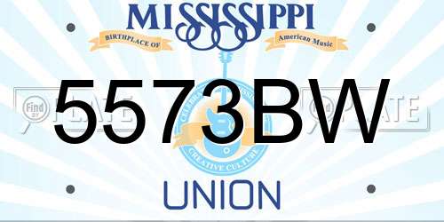 5573BW Mississippi License Plate