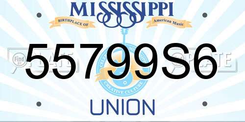 55799S6 Mississippi License Plate