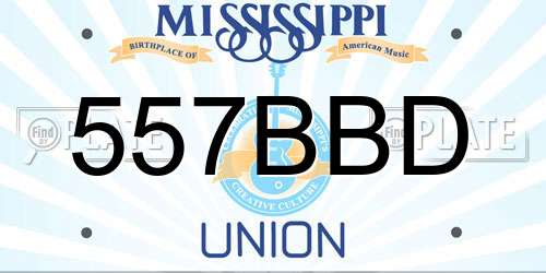 557BBD Mississippi License Plate