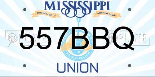 557BBQ Mississippi License Plate