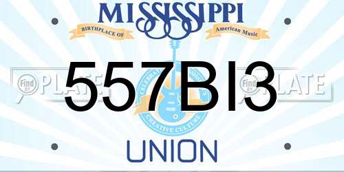 557BI3 Mississippi License Plate