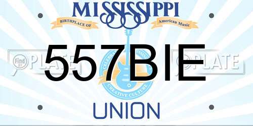 557BIE Mississippi License Plate