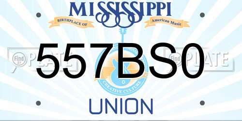 557BS0 Mississippi License Plate