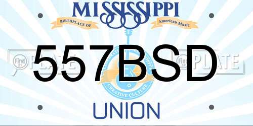 557BSD Mississippi License Plate