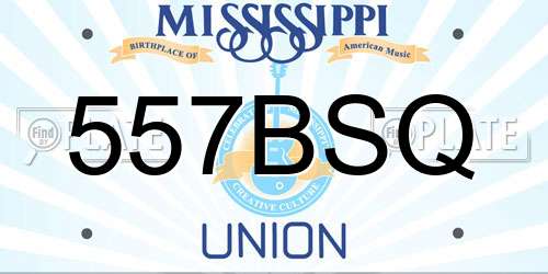 557BSQ Mississippi License Plate