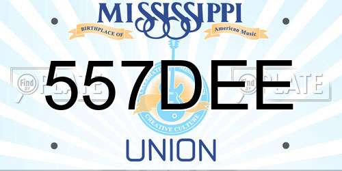 557DEE Mississippi License Plate