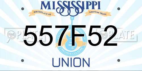 557F52 Mississippi License Plate