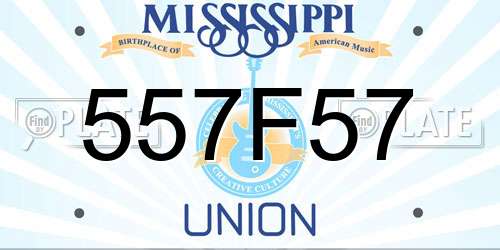 557F57 Mississippi License Plate