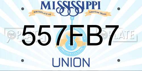 557FB7 Mississippi License Plate