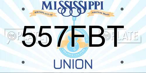 557FBT Mississippi License Plate