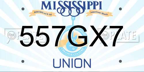 557GX7 Mississippi License Plate
