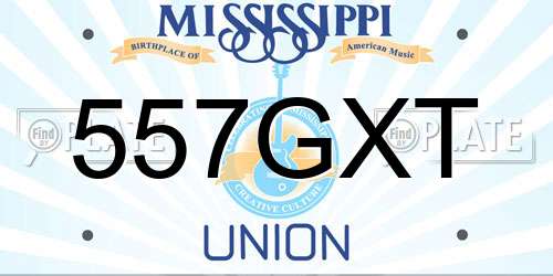 557GXT Mississippi License Plate