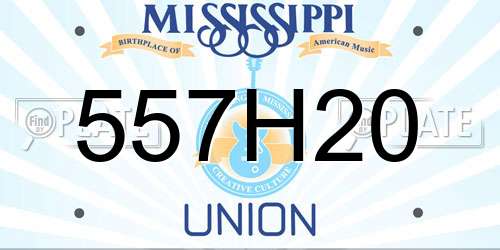 557H20 Mississippi License Plate