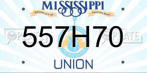 557H70 Mississippi License Plate