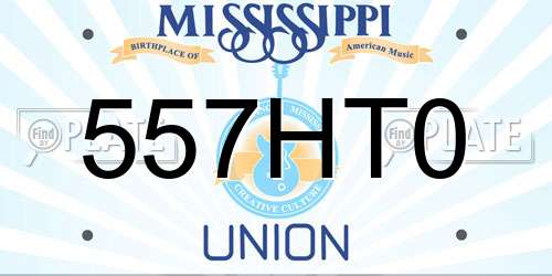557HT0 Mississippi License Plate