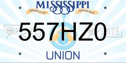 557HZ0 Mississippi License Plate