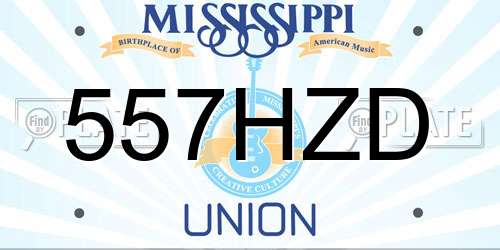 557HZD Mississippi License Plate