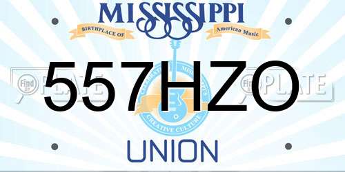 557HZO Mississippi License Plate