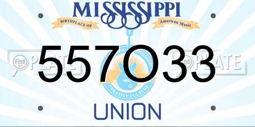 557O33 Mississippi License Plate