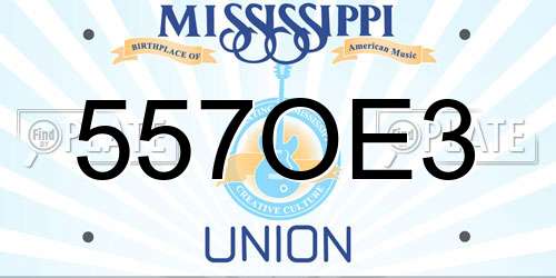 557OE3 Mississippi License Plate