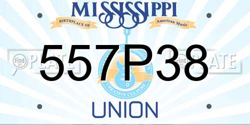 557P38 Mississippi License Plate