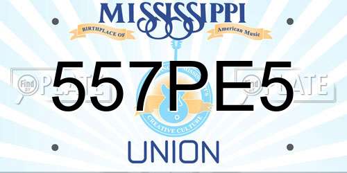 557PE5 Mississippi License Plate