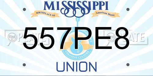 557PE8 Mississippi License Plate