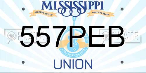 557PEB Mississippi License Plate