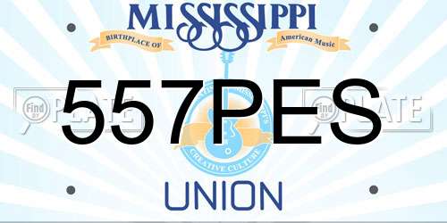 557PES Mississippi License Plate