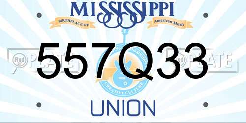 557Q33 Mississippi License Plate