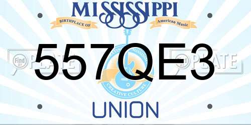 557QE3 Mississippi License Plate