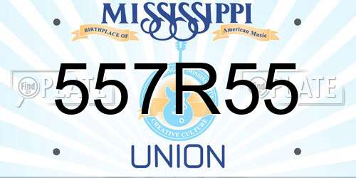 557R55 Mississippi License Plate