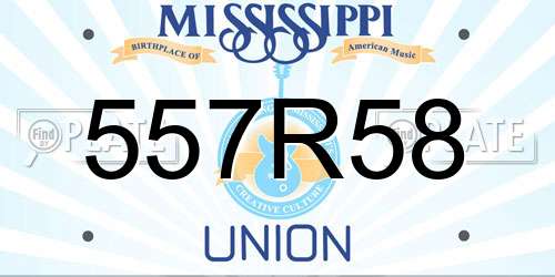 557R58 Mississippi License Plate