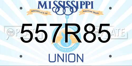 557R85 Mississippi License Plate