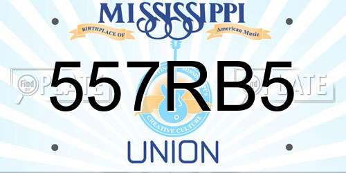 557RB5 Mississippi License Plate