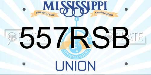 557RSB Mississippi License Plate