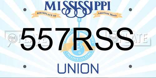 557RSS Mississippi License Plate