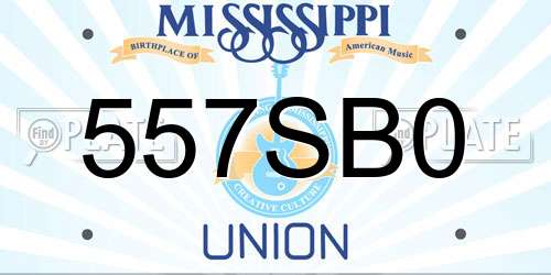 557SB0 Mississippi License Plate